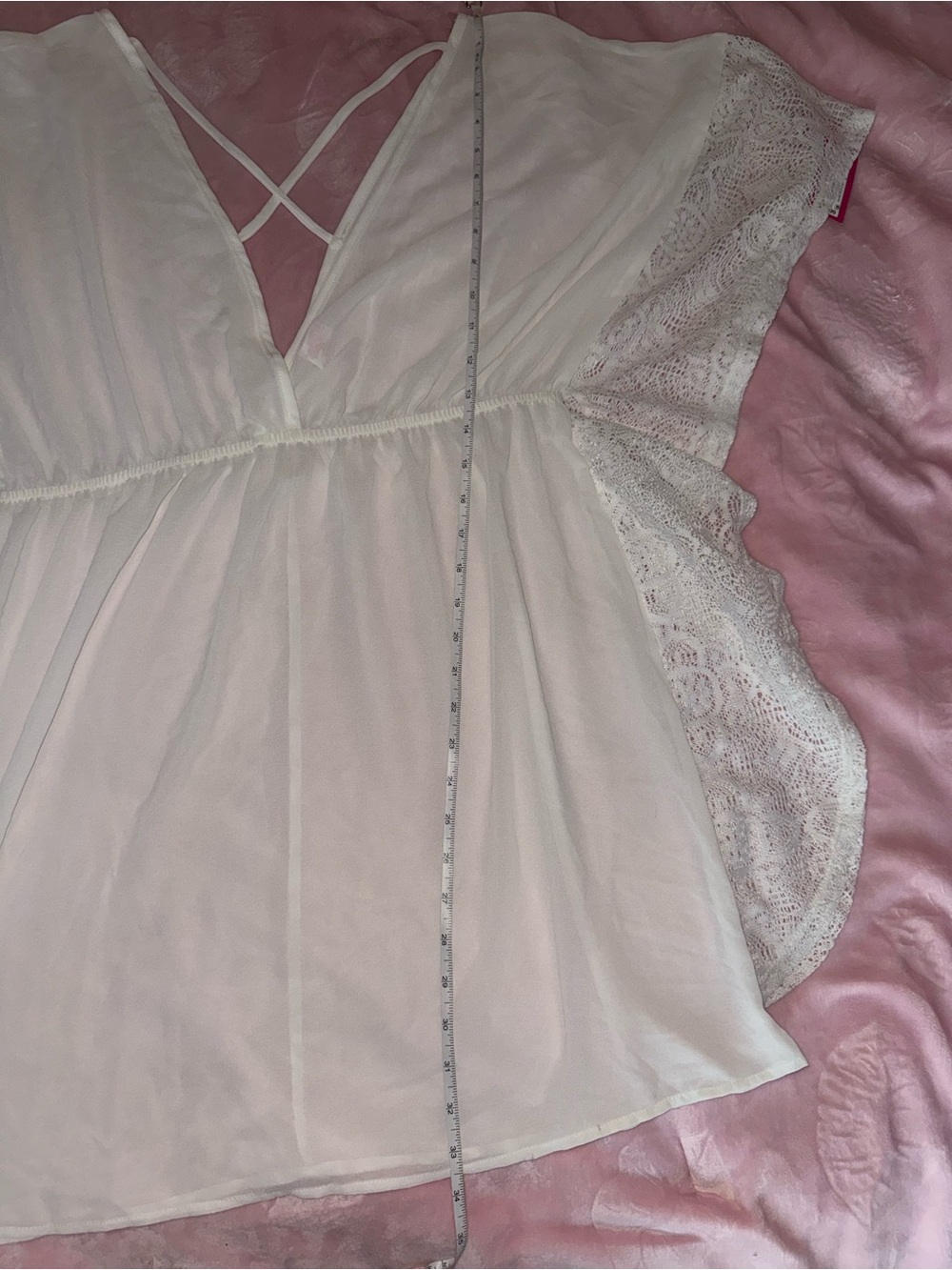 Xhilaration White Lace-Trim V-Neck Swim Coverup - Picture 4 of 6